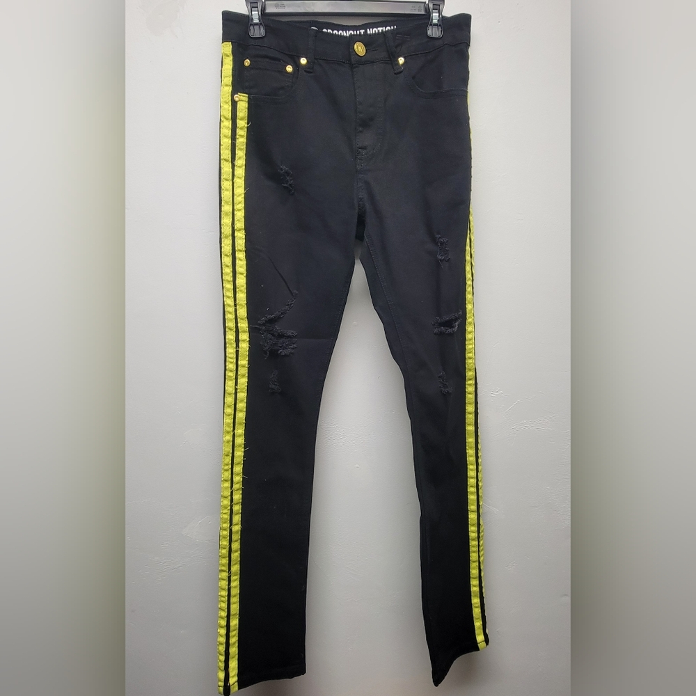 NWOT "ARGONAUT NATION" Black and Yellow Men's Jeans Size 32/34